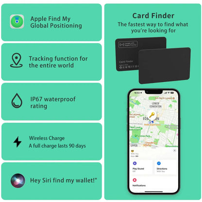 Wallet GPS Tracker Card – Works with Apple Find My