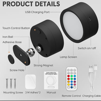 Magnetic LED Wall Light Wireless + Remote | 360° Touch Glow