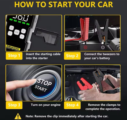 Powerful 7000A Car Jump Starter with Air Compressor