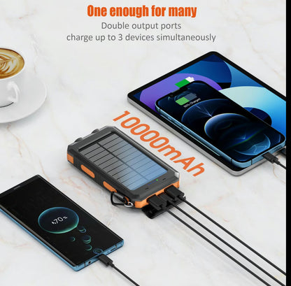 Solar Power Bank 20000mAh | Emergency Charger with Torch & USB Output
