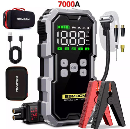Powerful 7000A Car Jump Starter with Air Compressor