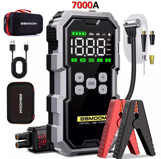 Powerful 7000A Car Jump Starter with Air Compressor