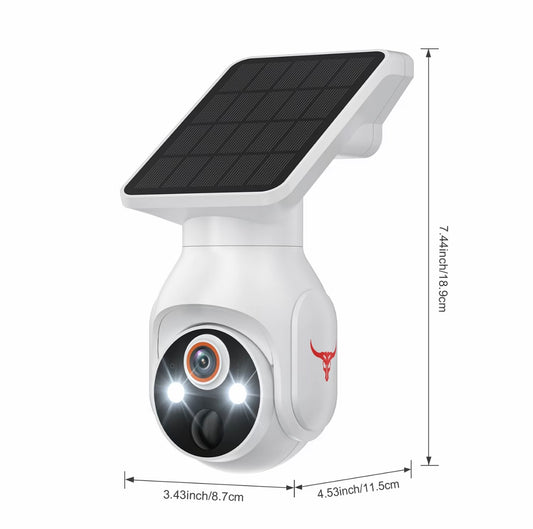 Wireless Solar Security Camera with Remote Control, Night Vision & Human Detection