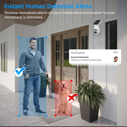 Wireless Solar Security Camera with Remote Control, Night Vision & Human Detection