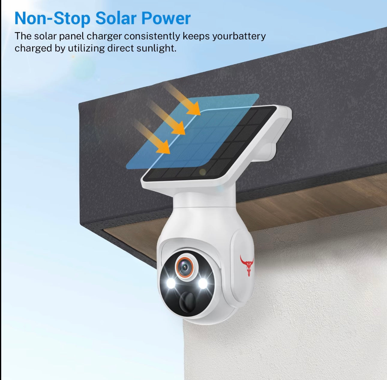Wireless Solar Security Camera with Remote Control, Night Vision & Human Detection