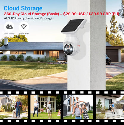 Wireless Solar Security Camera with Remote Control, Night Vision & Human Detection