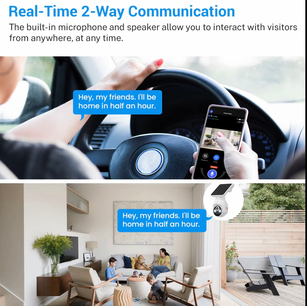 Wireless Solar Security Camera with Remote Control, Night Vision & Human Detection