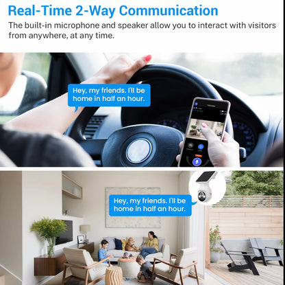 Wireless Solar Security Camera with Remote Control, Night Vision & Human Detection