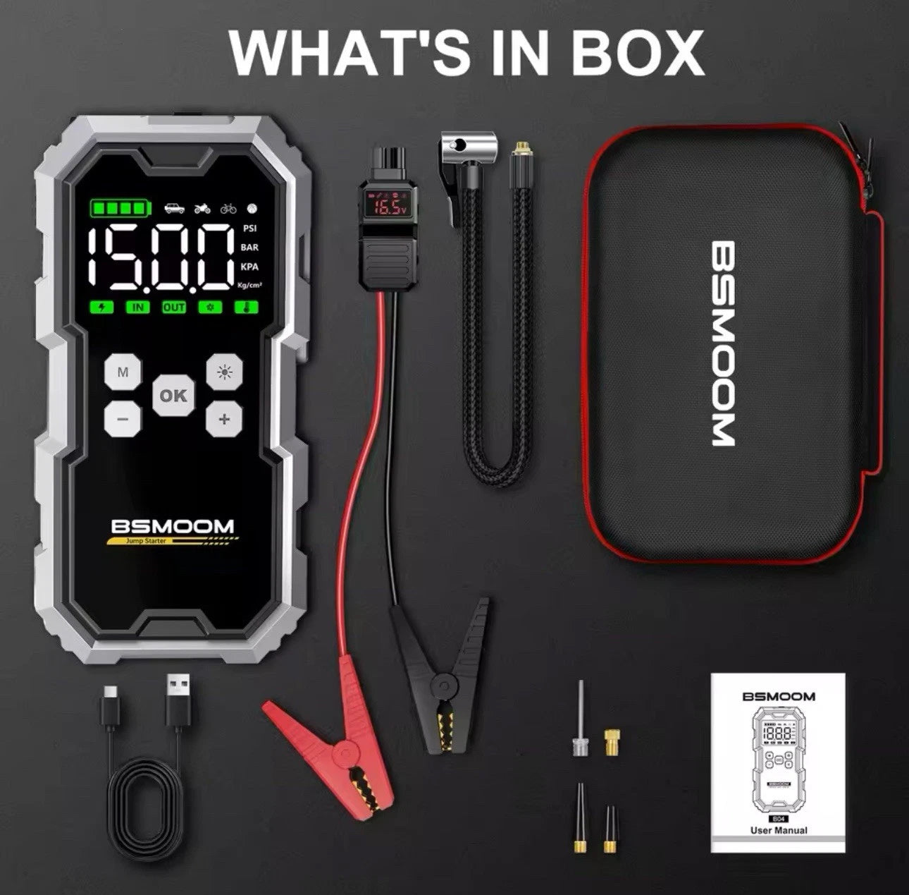 Powerful 7000A Car Jump Starter with Air Compressor