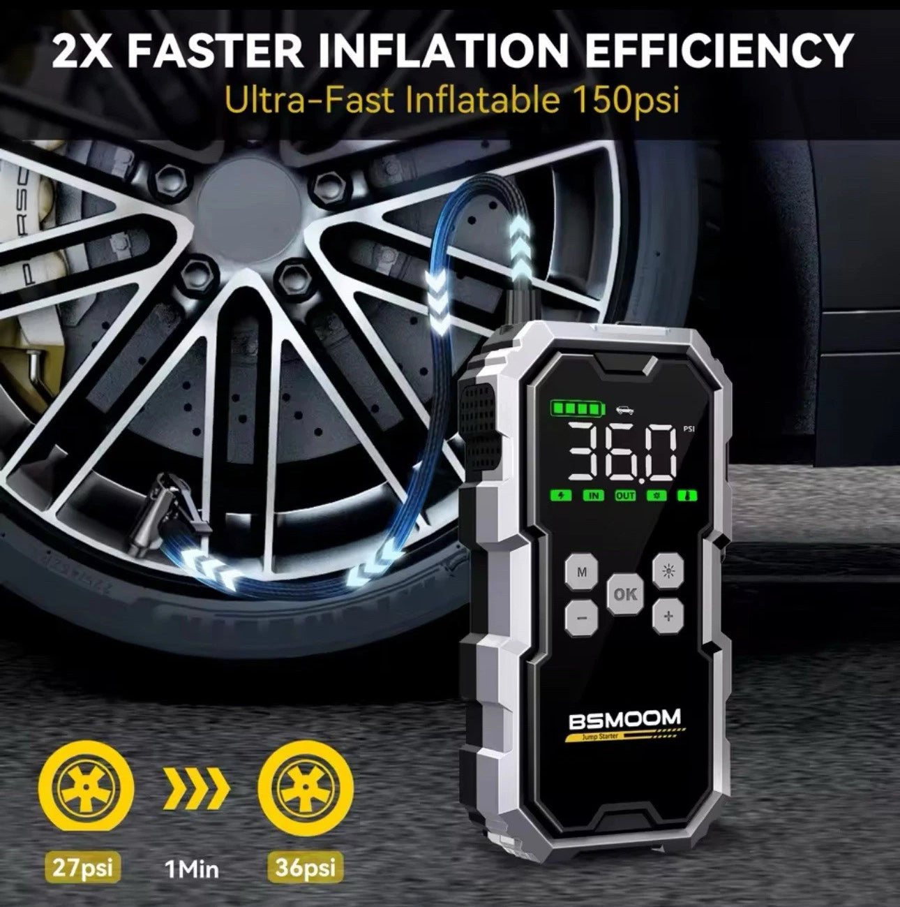 Powerful 7000A Car Jump Starter with Air Compressor